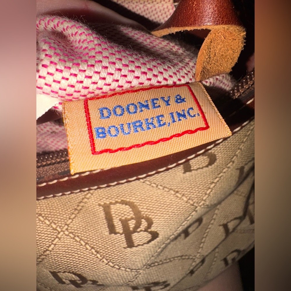 Dooney & Bourke Signature DB Jacquard Small Hobo Shoulder Bag Brown - Picture 10 of 12